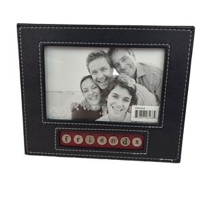 Cynthia Royce NIB Faux Leather Friends Photo Frame 4x6 Black